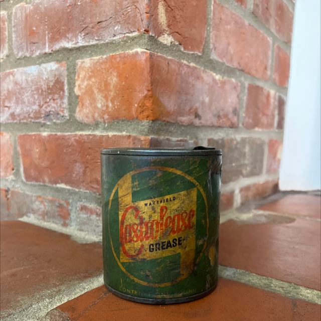 Castrol Motor Grease Can With Contents, Old Paper Label 