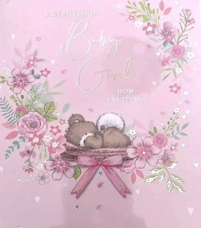 Girl Baby Card Beutiful Desgn- How Exciting !