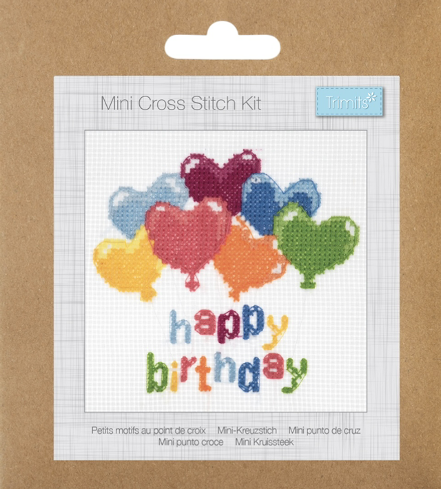 Counted Cross Stitch Kit: Mini: Birthday Balloons - Trimits 