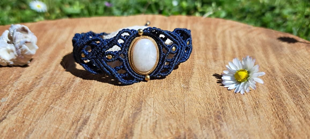 Manchette micro macramé Pierre de lune