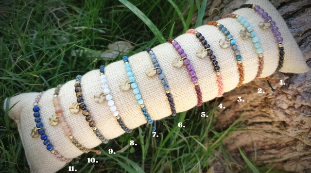 Bracelet « Ysé » ~ Pierres naturelles & petite breloque texturée