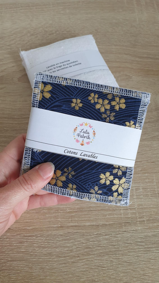 Lot de 7 cotons démaquillants BLEU OR