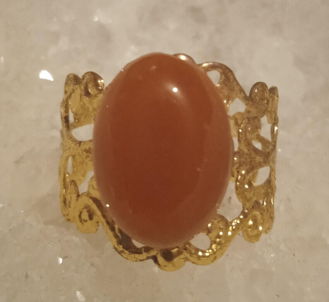 cornaline (bague baroque dorée) 