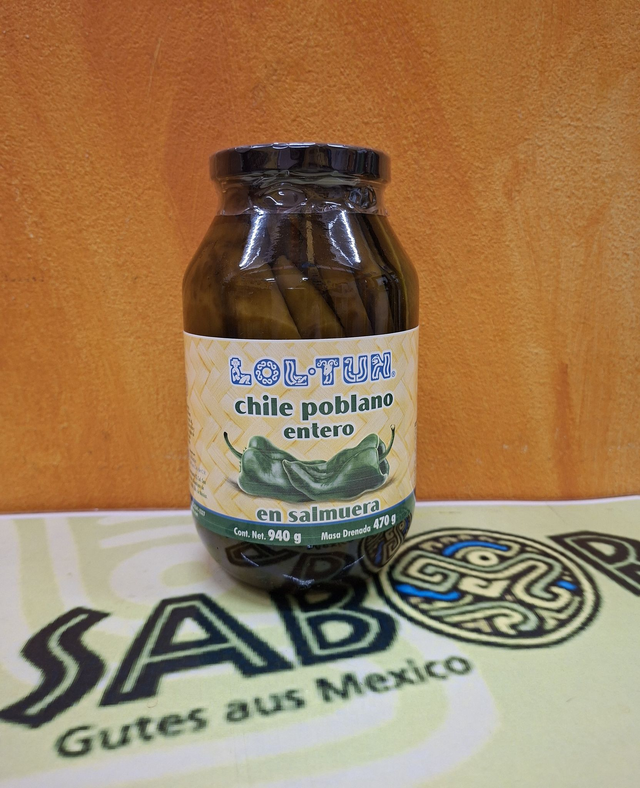 Chile Poblano entero Lol Tun 940 g