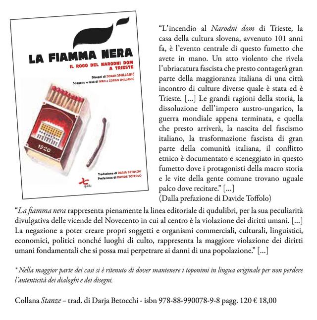 Ivan e Zoran Smiljanić, "La fiamma nera", qudulibri 2021 (trad. di Darja Betocchi)