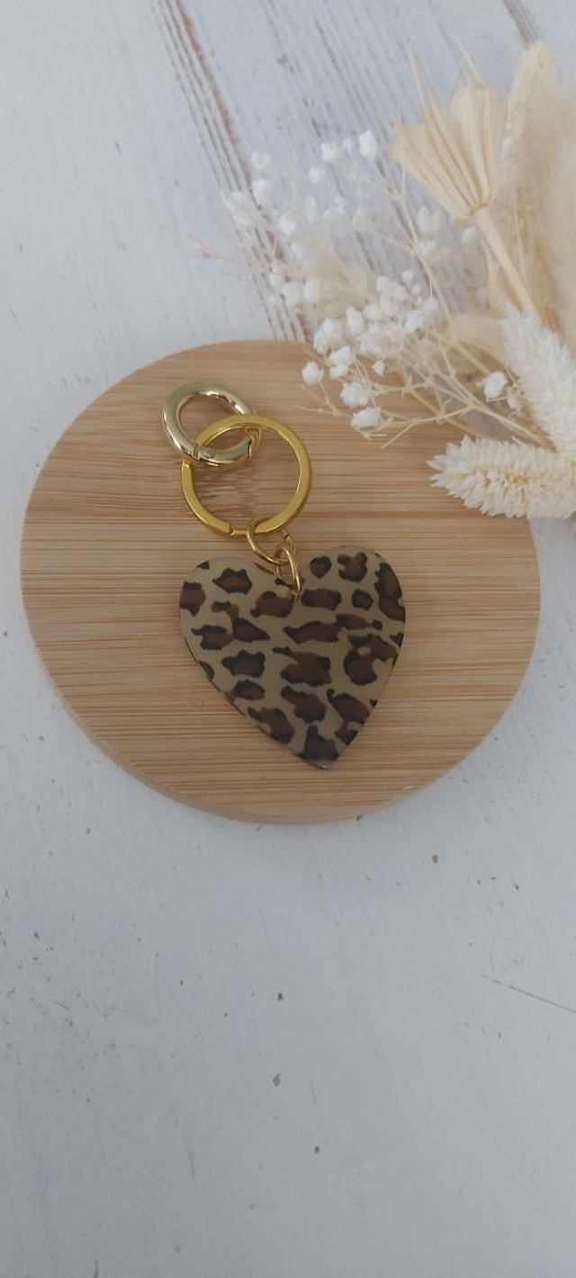 Porte-clés Gris-gris cœur léopard 