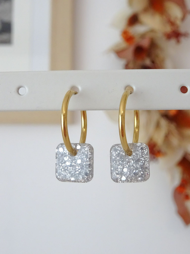 Mini Carré : paillettes argenté