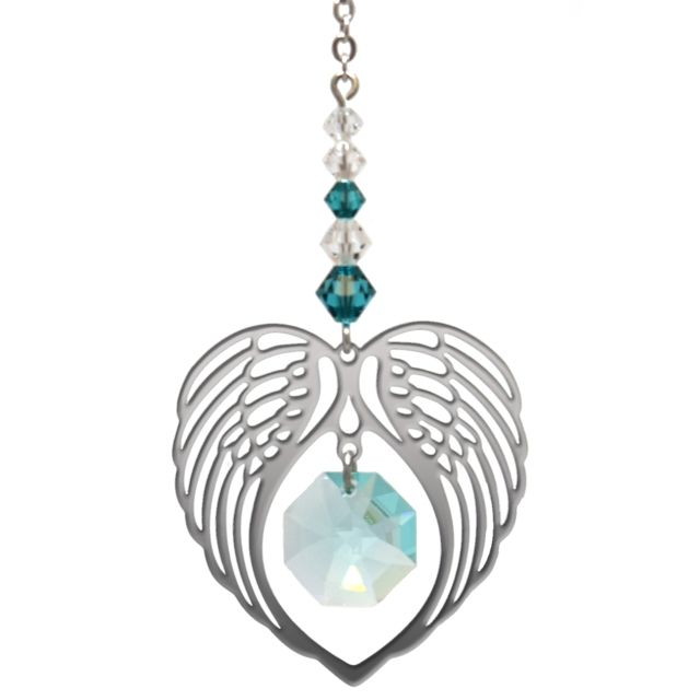 12 December - Angel Wings Heart Crystal Suncatcher