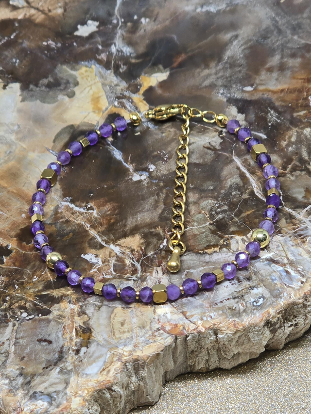 Bracelet Améthyste à facettes en 0,4 cm