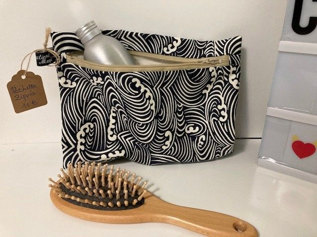 Pochette zippée M en coton