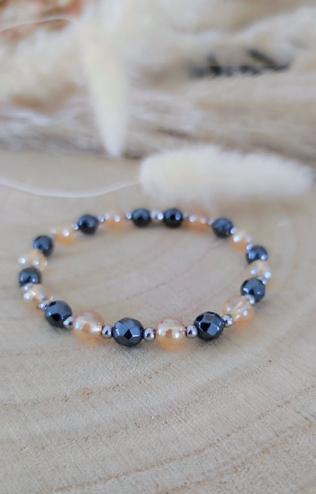 Bracelet "Confiance en soi" Hématite facettée