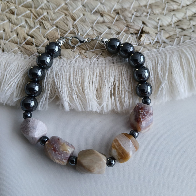 Dames armband Oceaan Jaspis en Hematiet (1.027)