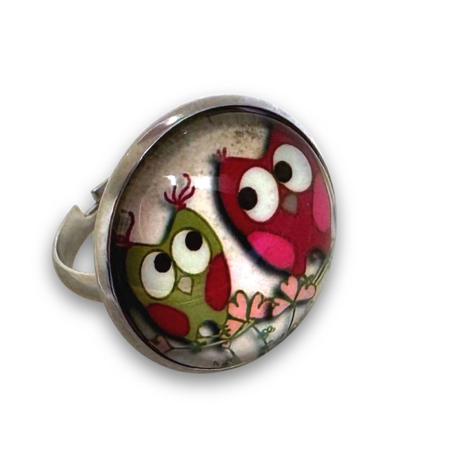 Bague « la chouette rose »