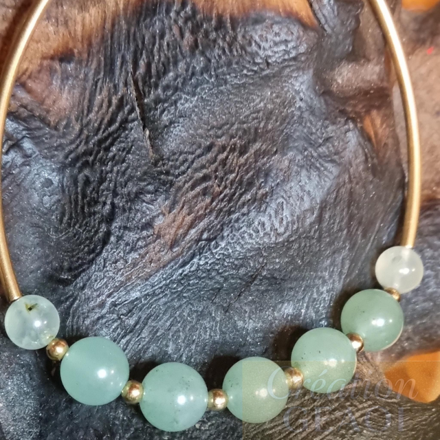 Jumelle Élégante phrénite et aventurine verte