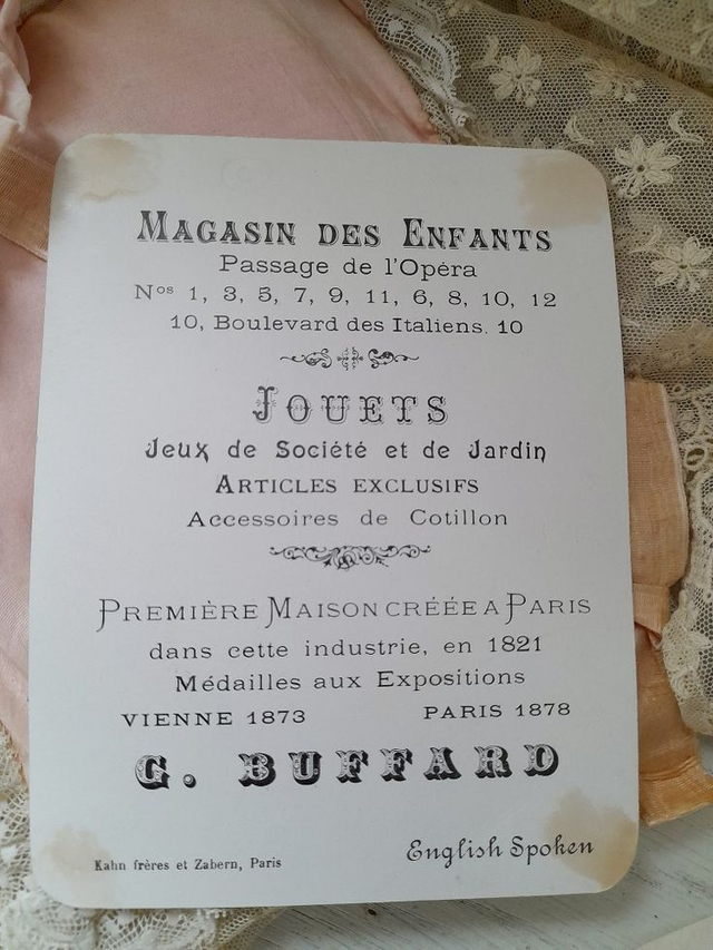 Carton publicitaire ancien "Magasin des Enfants" 1899