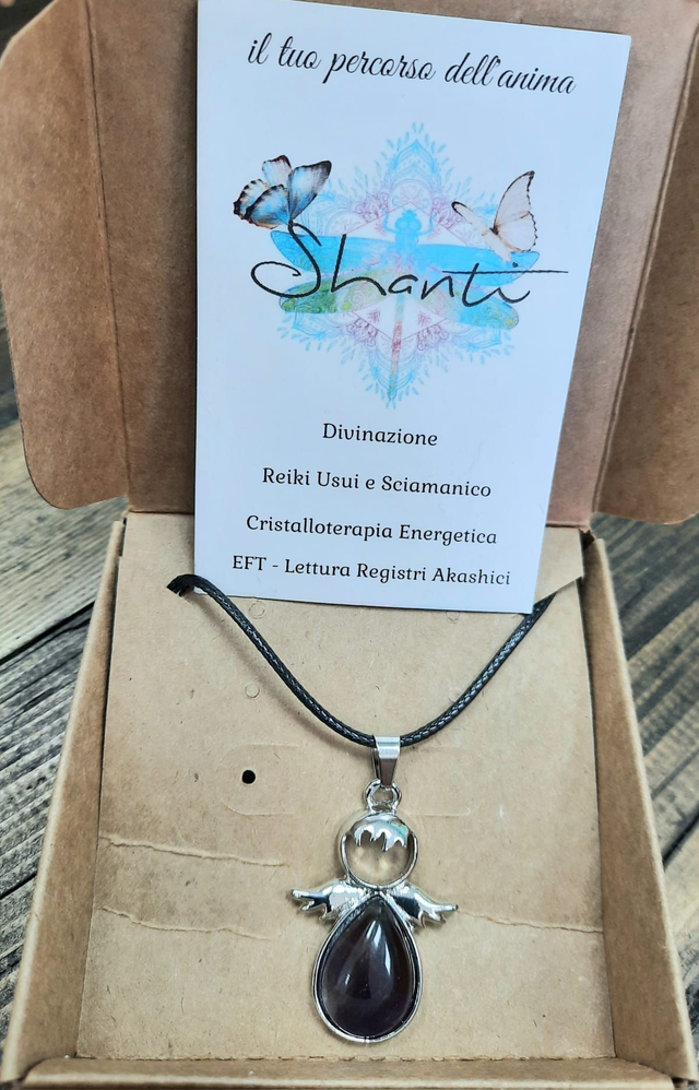 Amuleto donna serie "Angeli" quarzo rosa