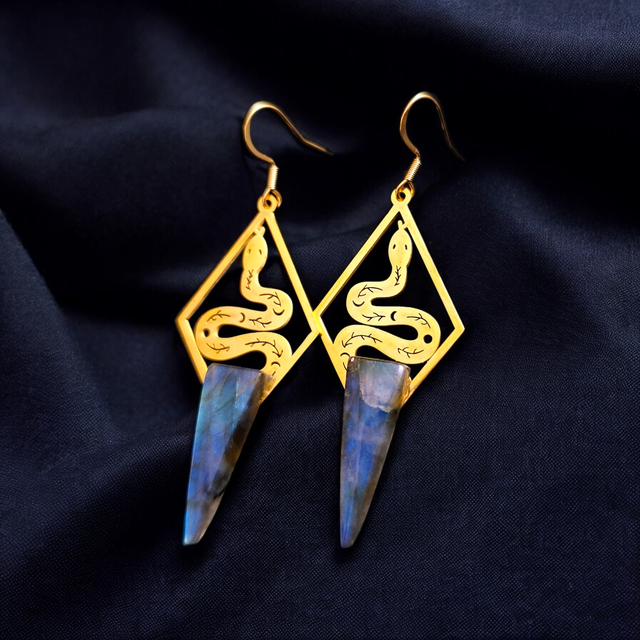 Boucles d’oreilles NAGINI - labradorite bleue