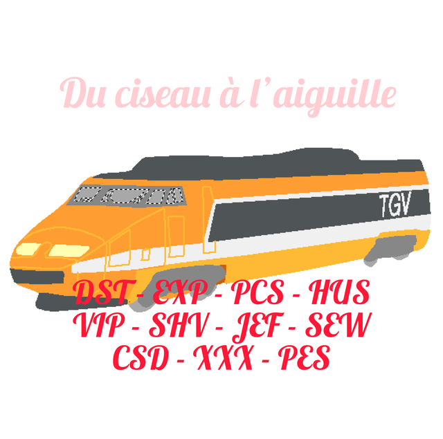 fichier broderie train TGV - cadre 10x10/11 formats
