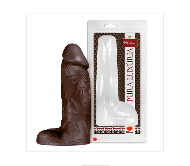 Pênis Realístico Negro Com Escroto Maciço - 23,2 cm X 7,3cm