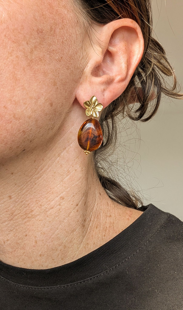 Boucles d'oreilles JEANNETTE ambré marbré