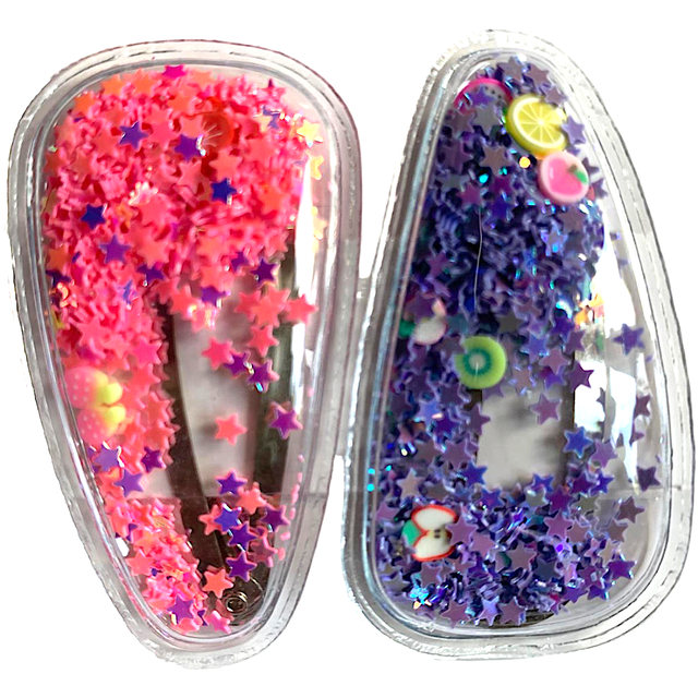 Haarclip set paars en roze