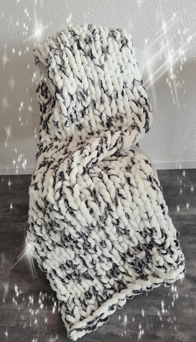 Couverture Chunky fils mix chenille/imitation fourrure