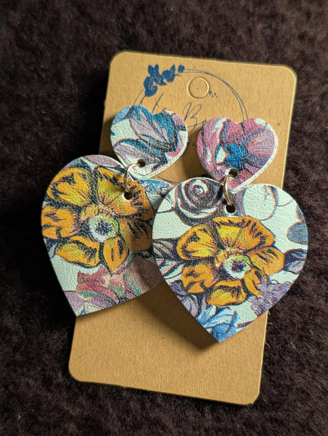 Boucles d'oreilles Louise fleurie jaune lo064