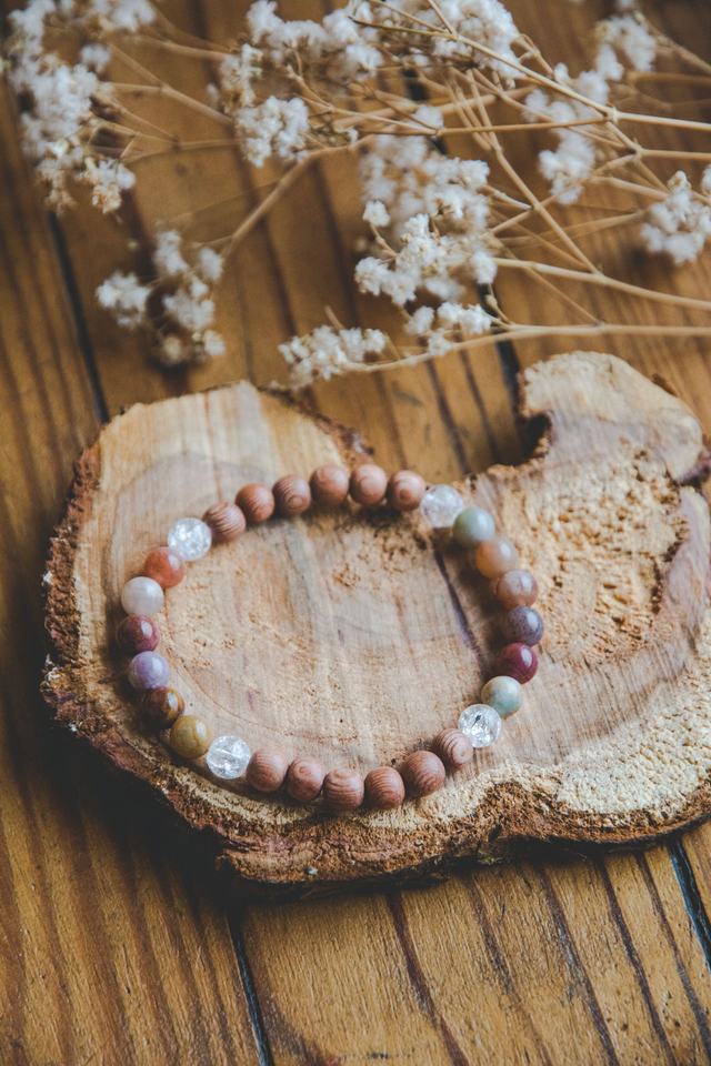Bracelet Sensoriel Agate Inde et Cristal de roche