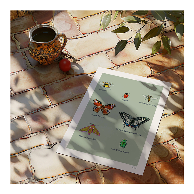 &#039;Pollinating Insects of Britain&#039; art print
