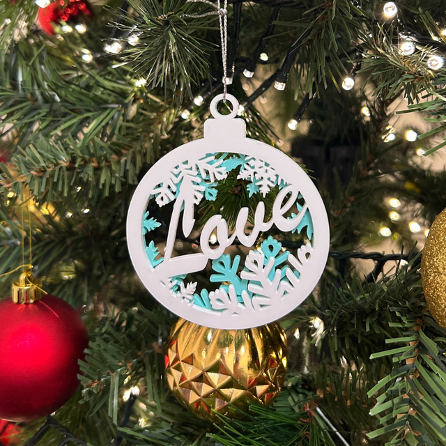 2 x Circular Love Baubles (Blue)