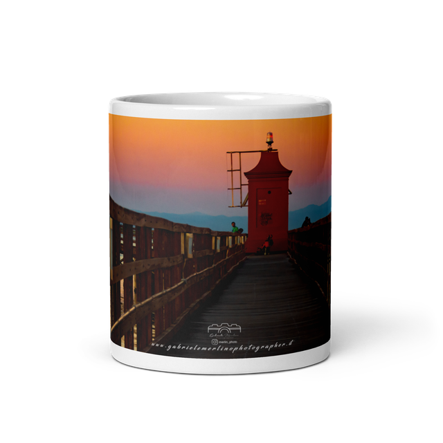  Tazza bianca lucida sunset lighthouse 