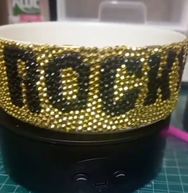 Rocky ROCKY FILM &amp; LUCHA LIBRA BELT Theme CUSTOM PET NAME Decorated &amp; Designed Grey Pet Bowl PRE-ORDER