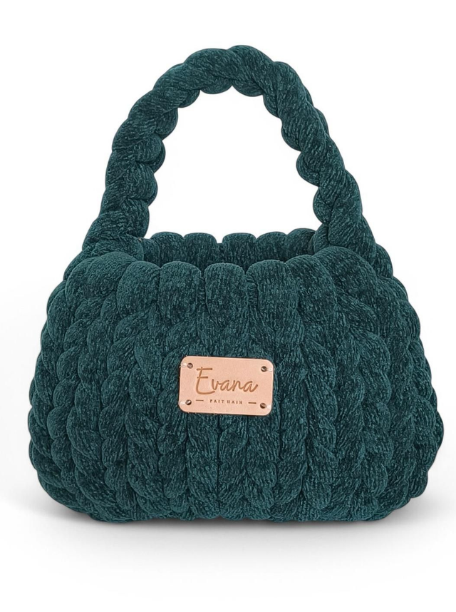 Émeraude - petite bourse avec anse - logo en cuir