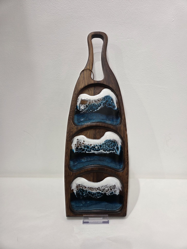 Large Three Section Resin Seascape Wooden Serving Board - AK-020