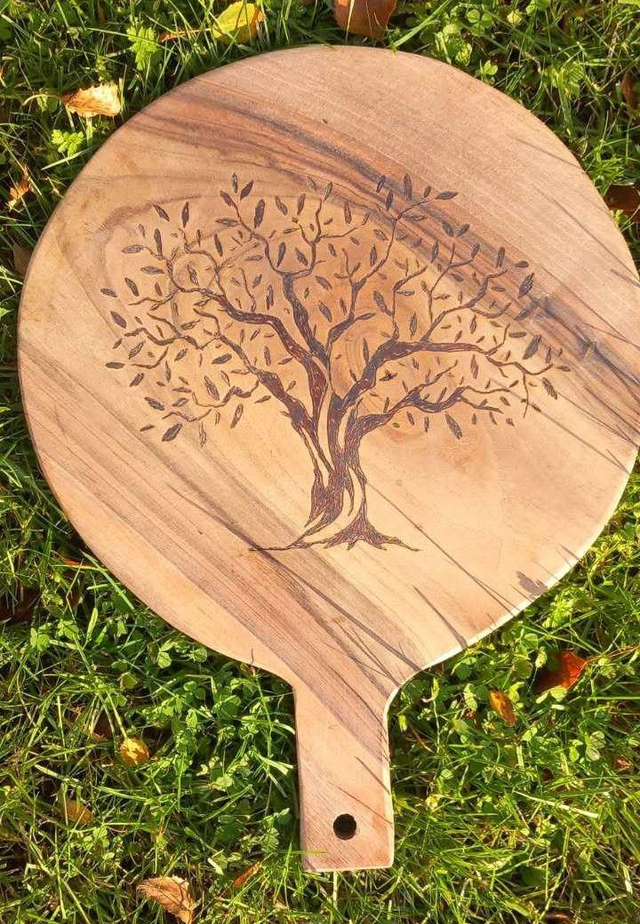 Planche ronde avec Poigné "Arbre"