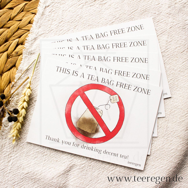 Teabag Free Zone - Set of 5 - Tea Culture On Postcards