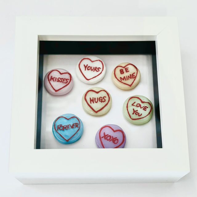Love Hearts Artwork in frame 