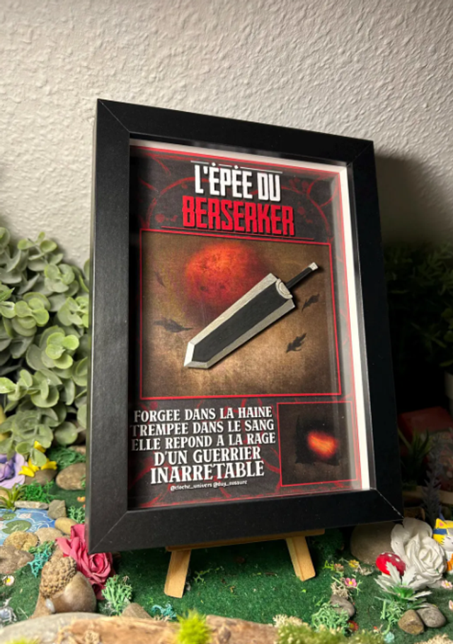  L’épée du Berserker Cadre 3D - Illustration originale &amp; impression 3D peinte à la main