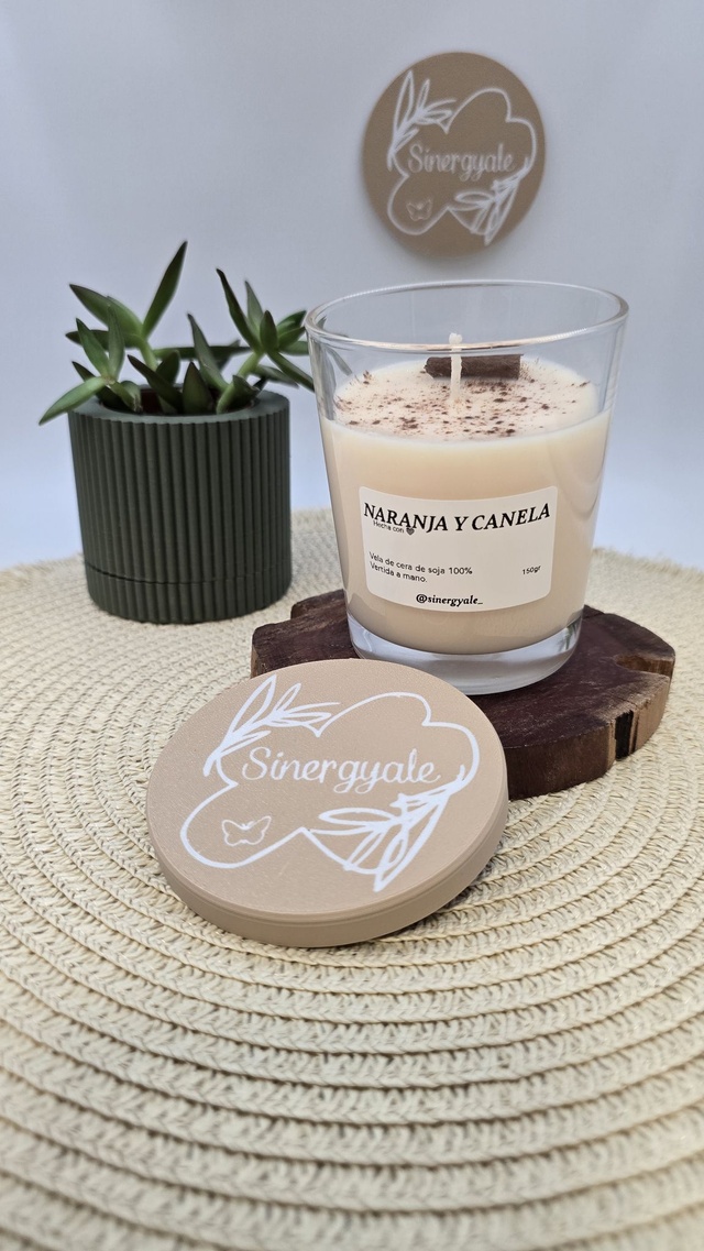 Vela en cristal - Naranja y canela