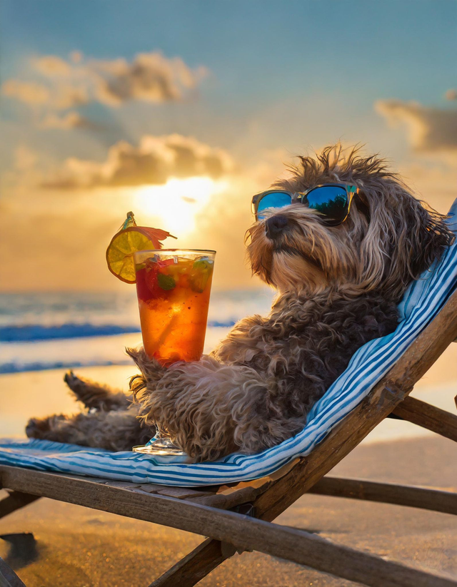 Cockapoo at the Beach Framed Canvas
