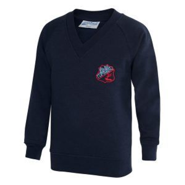 Navy Logo V-Neck Jumper