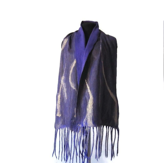 Sciarpa lunga infeltrito lana merino seta infeltrimento fatto a mano sciarpa da donna sciarpa da uomo regalo unico