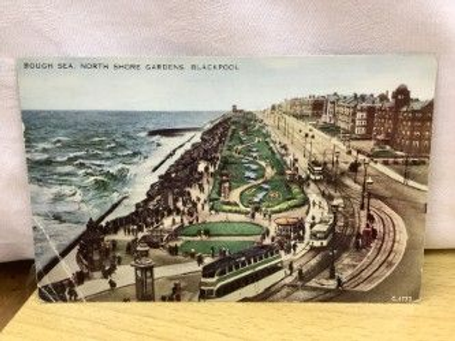 Rough Sea, North Shore Gardens, Blackpool, Lancashire Posted 1955 Valentine's vintage postcard  Our Ref no R420 £2.50
