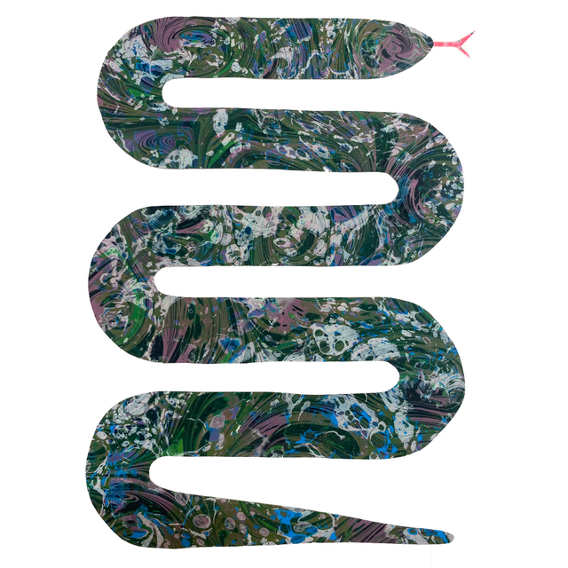 A3 Hand Cut Snake Illustration - Blue