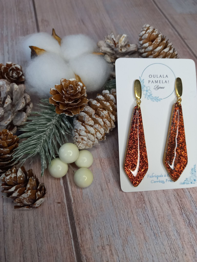 Ambre longues boucles d'oreilles