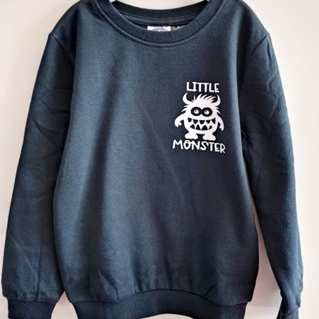 Boys Little Monster Navy Jumper - Double Sided Graphic - Age 4-6 Years (Height 110-116)