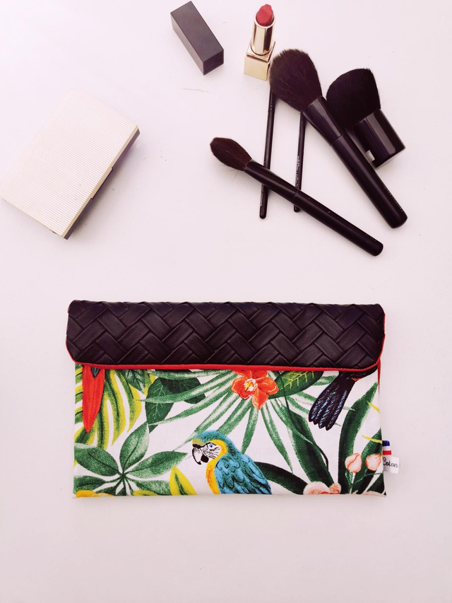 Pochette maquillage "tropicale noire" 