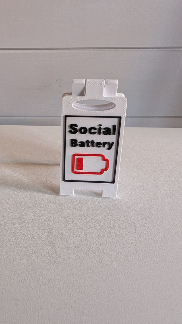 Empty Social Battery Desk Sign