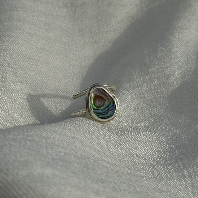Spiral Abalone Silver Ring