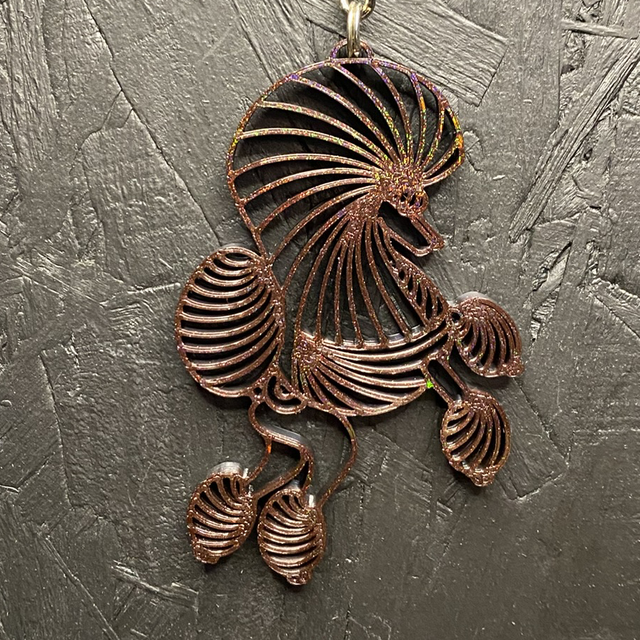 3D - Keychain Poodle Continental Brown Sparkle